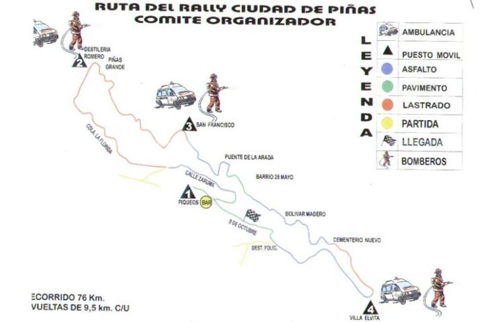 Esta es la ruta del recorrido del Rally Ciudad de Piñas
